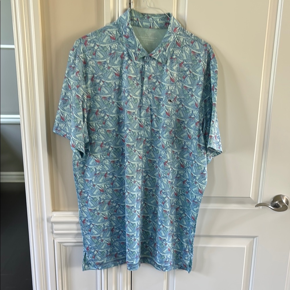 Vineyard Vines Blue and Red Polo Shirt